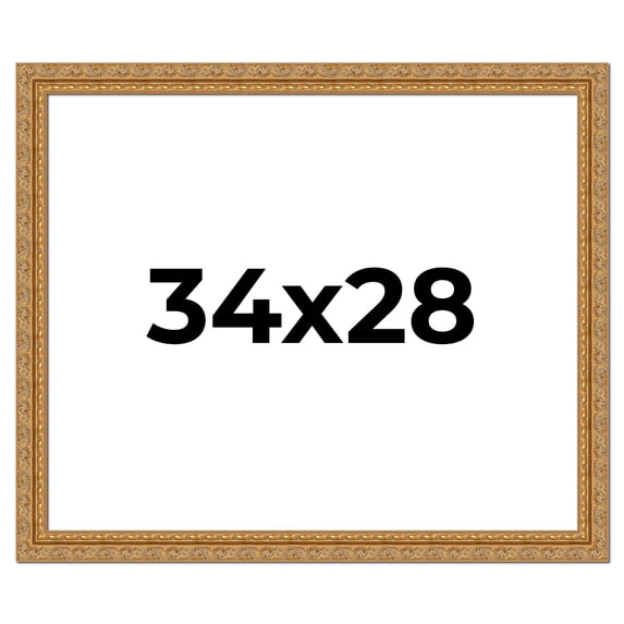 34x28 Frame Gold Ornate Solid Wood Picture Frame | 2 Inch Moulding Width | Firman Traditional Photo
