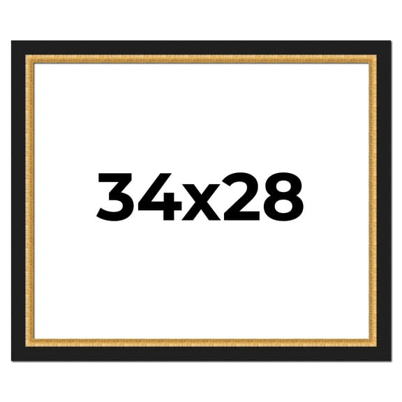 34x28 Frame Gold Real Wood Picture Frame Width 2.25 Inches | Interior Frame Depth 0.5 Inches |