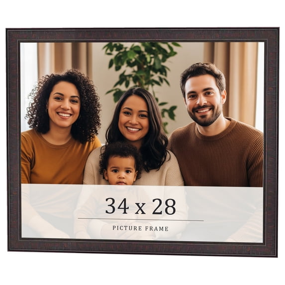 34x28 Rustic Brown Real Wood Picture Frame Width 0.75 inches | Interior Frame Depth 0.5 inches |