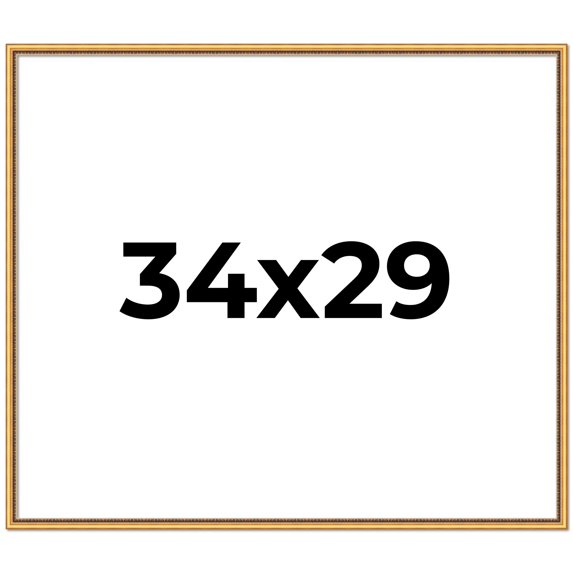 34x29 Frame Beaded Gold Solid Wood Picture Frame | 0.75 Inches Moulding Width | Liscio Oro