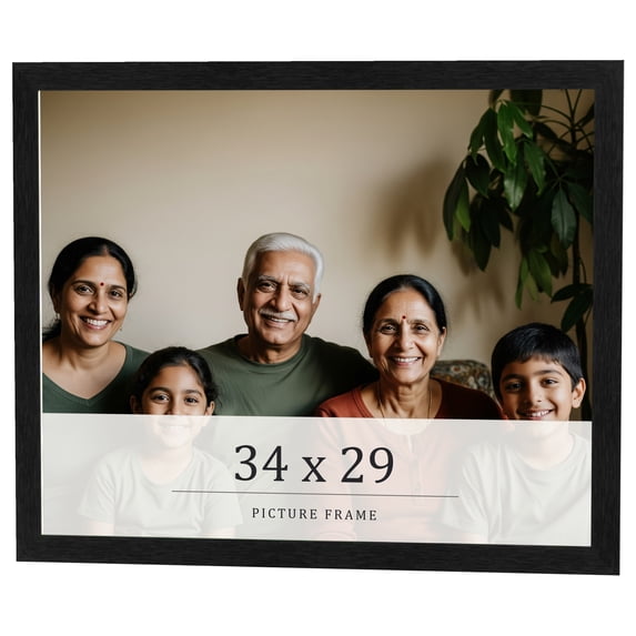 34x29 Frame Black Charcoal Grey Wood Textured Picture Frame | 0.75 Inch Moulding Width | Gunmetal