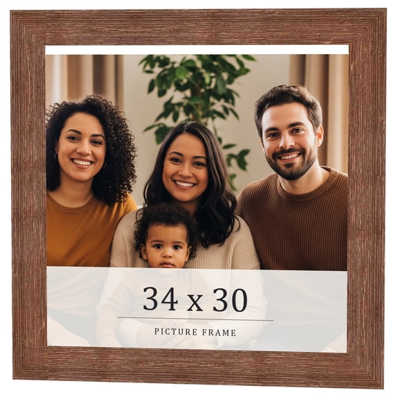 34x30 Frame Brown Farmhouse Solid Wood Picture Frame Width 1.5 Inches | Interior Frame Depth 0.5