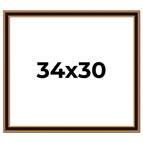 34x30 Frame Gold Brown Plein Air Vintage Solid Wood Picture Frame | 1.75 Inches Moulding Width |