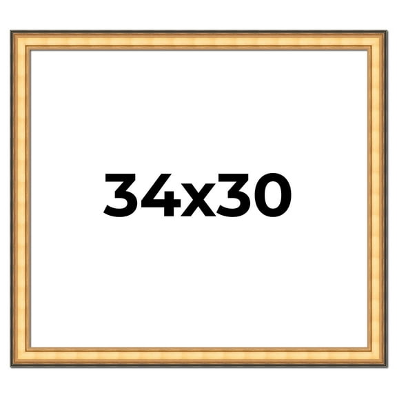 34x30 Frame Gold Plein Aire Solid Wood Picture Frame Width 2 Inches | Interior Frame Depth 0.5