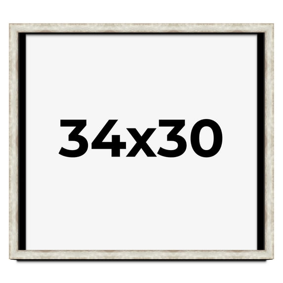 34x30 Shadow Box Frame Silver | 1.625 Inches Deep Real Wood Contemporary Shadowbox Display Frame |