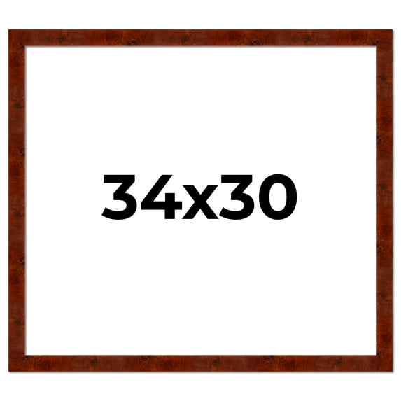 34x30 Walnut Brown Veneer Real Wood Picture Frame Width 1.75 inches | Interior Frame Depth 0.5