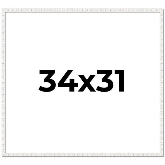 34x31 Frame White Scuffed Rustic Solid Wood Picture Frame | 0.75 Inch Moulding Width| Includes UV