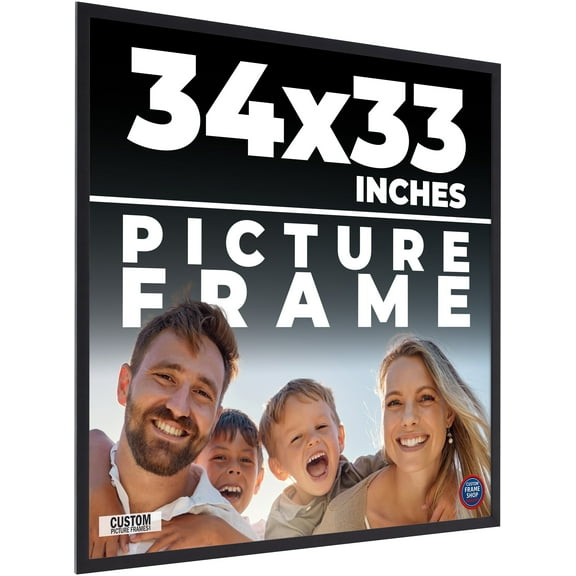 34x33 Frame Black Real Wood Picture Frame Width 0.75 inches | Interior Frame Depth 0.5 inches |