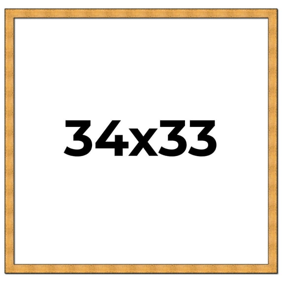 34x33 Frame Gold Rustic Solid Wood Picture Frame | 1.25 Inch Wide Moulding | Rustique Gold