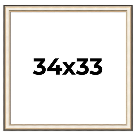 34x33 Frame Gold Silver Plein Aire 2" Inch Wide Moulding Solid Wood Picture Frame | Modena