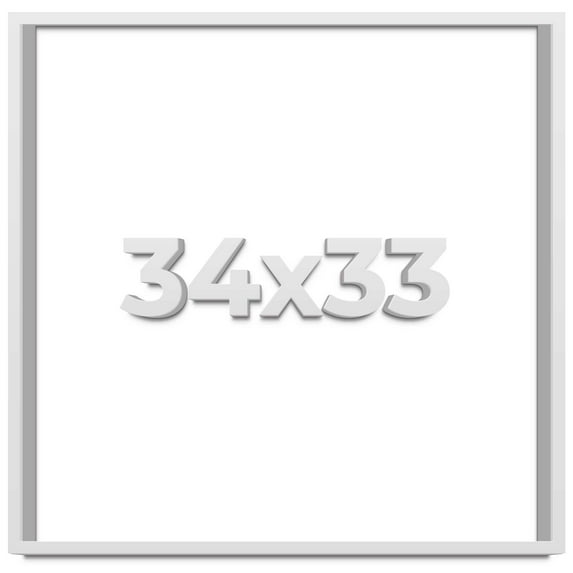 34x33 Shadow Box Frame White | 2 Inches Deep Real Wood Contemporary Shadowbox Display Frame | UV
