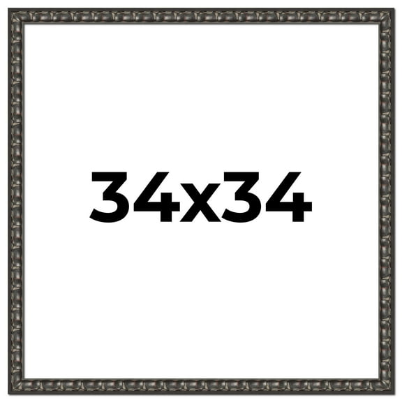 34x34 Frame Black-Brown Medieval Solid Wood Picture Frame | 1.5 Inch Moulding Width | Gotham