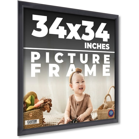 34x34 Frame Black Passaggi Solid Wood Picture Frame Width 1.5 Inches | Interior Depth 0.5 Inches |