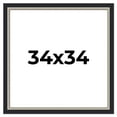 thumbnail image 1 of 34x34 Frame Black Real Wood Picture Frame Width 2.25 Inches | Interior Frame Depth 0.5 Inches |, 1 of 8
