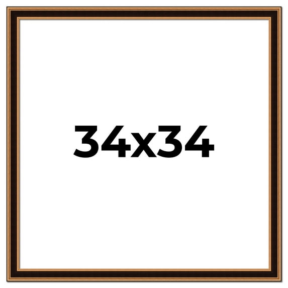 34x34 Frame Gold Brown Plein Air Vintage Solid Wood Picture Frame | 1.75 Inches Moulding Width |