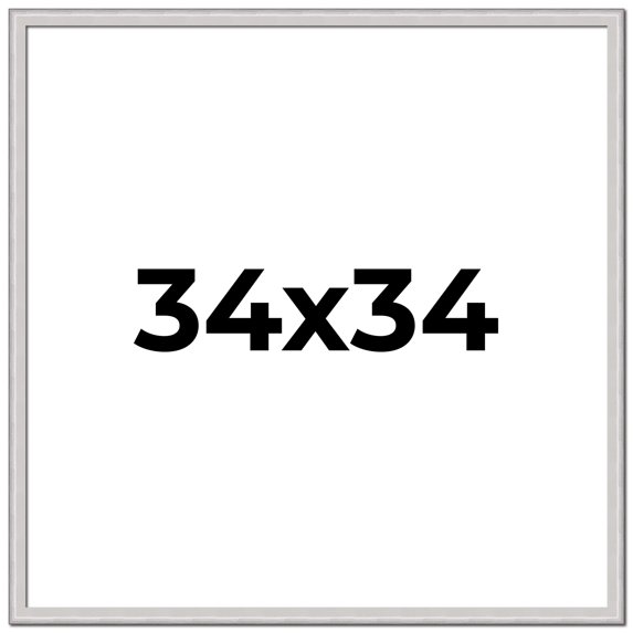 34x34 Frame Silver Inner Slope Bevel Picture Frame | 1 Inch Moulding Width | 0.75 Inch Rabbet Depth