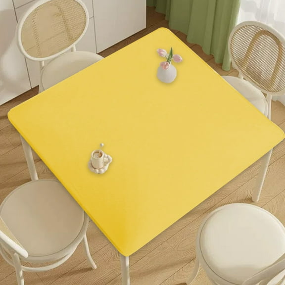 34x34 Inch Stretch Tablecloth for Square Tables, Universal Fit Elastic Table Cover, Dust-Proof Stain-Resistant Table Overlay for Parties, Weddings and Home Decor