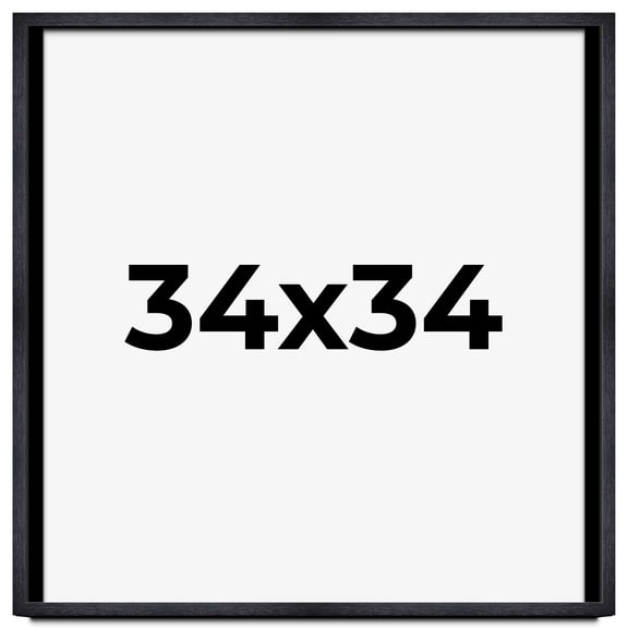 34x34 Shadow Box Frame Black | 1 Inches Deep Real Wood Farmhouse Shadowbox Display Frame | UV