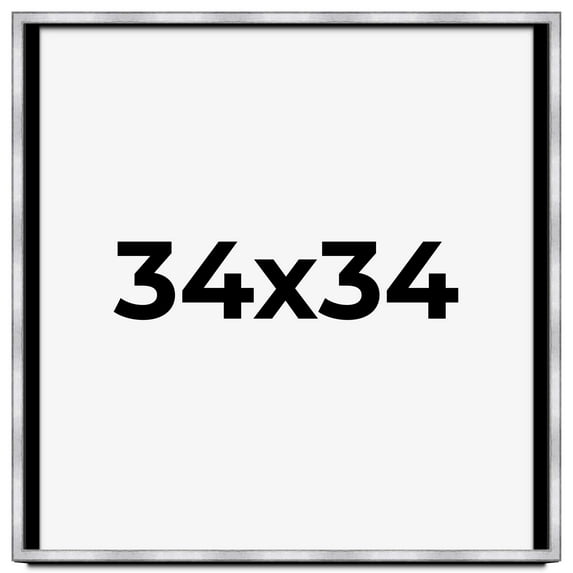 34x34 Shadow Box Frame Silver | 1.375 Inches Deep Real Wood Contemporary Shadowbox Display Frame |