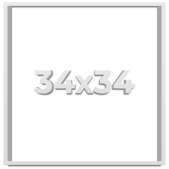 34x34 Shadow Box Frame White | 1 Inches Deep Real Wood Contemporary Shadowbox Display Frame | UV