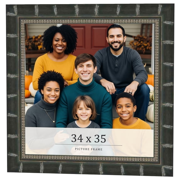 34x35 Frame Black Bamboo Solid Wood Picture Frame Width 1.5 Inches | Interior Frame Depth 0.5