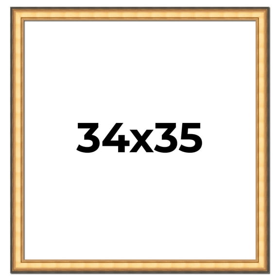 34x35 Frame Gold Plein Aire Solid Wood Picture Frame Width 2 Inches | Interior Frame Depth 0.5