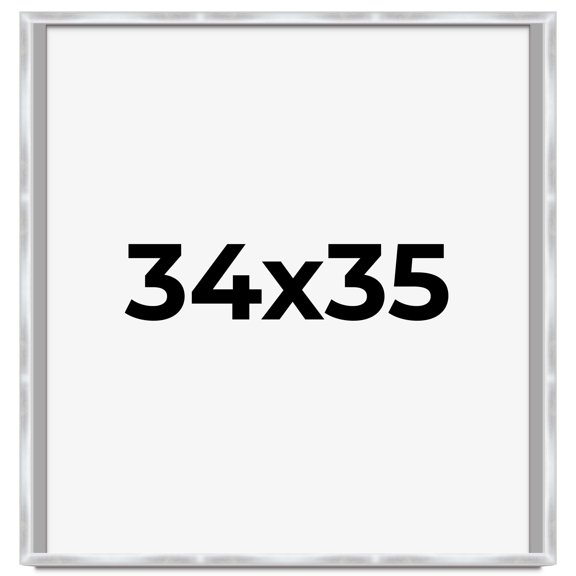 34x35 Frame Silver Whitewashed Wood Grain Solid Wood Shadow Box | 0.75 Inch Moulding Width | 0.75