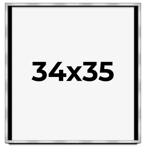 34x35 Shadow Box Frame Silver | 1.375 Inches Deep Real Wood Contemporary Shadowbox Display Frame |