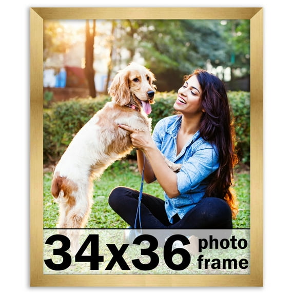 34x36 Frame Gold Bronze Modern Solid Wood Picture Frame | 0.75 Inch Moulding Width | Includes UV