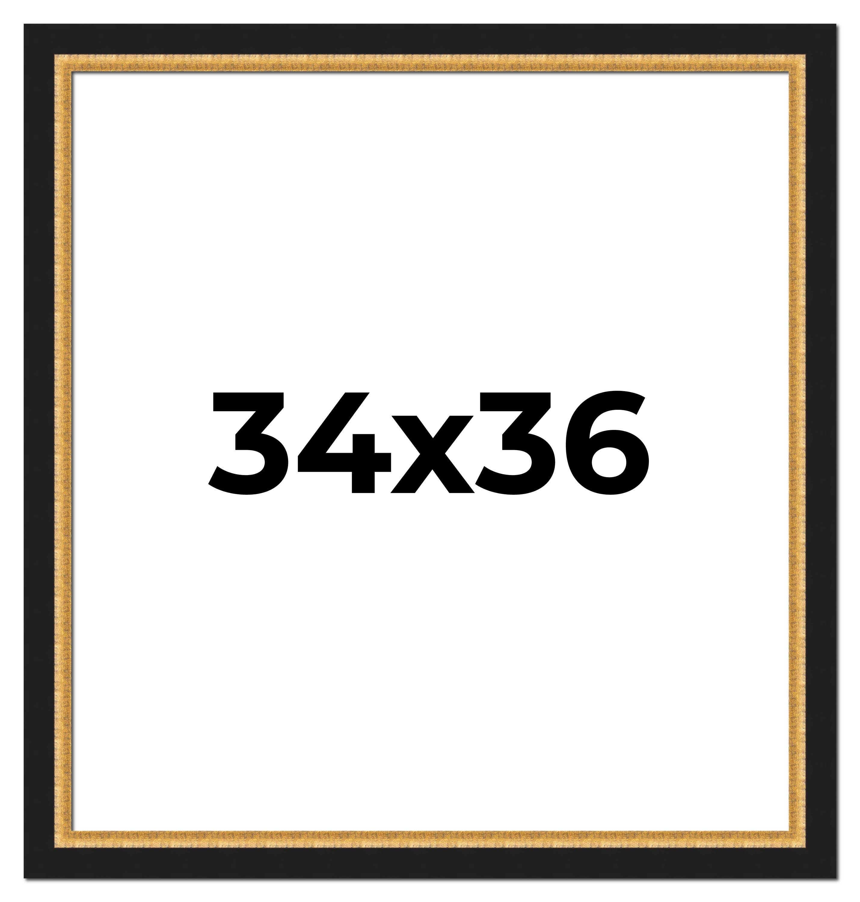 34x36 Frame Gold Real Wood Picture Frame Width 2.25 Inches | Interior ...