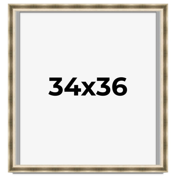 34x36 Shadow Box Frame Silver | 1.75 inches Deep Real Wood Traditional Shadowbox Display Frame | UV