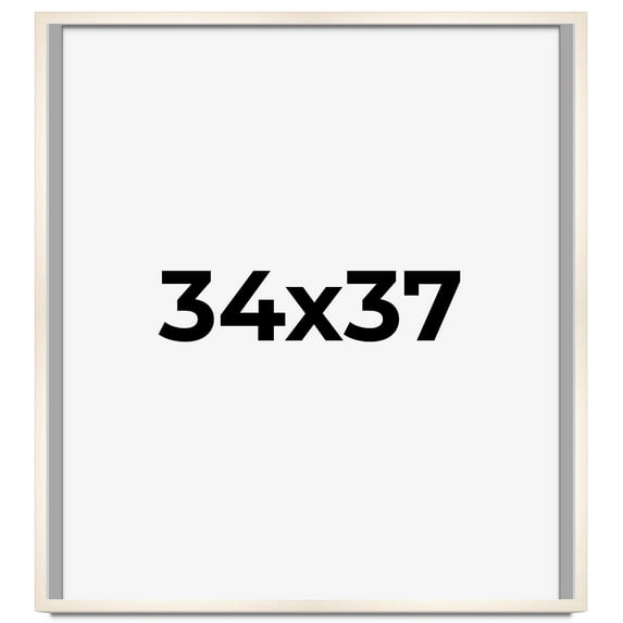 34x37 Frame White Wash Solid Wood Picture Frame | 0.8125 Inch Moulding Width | Includes UV Acrylic