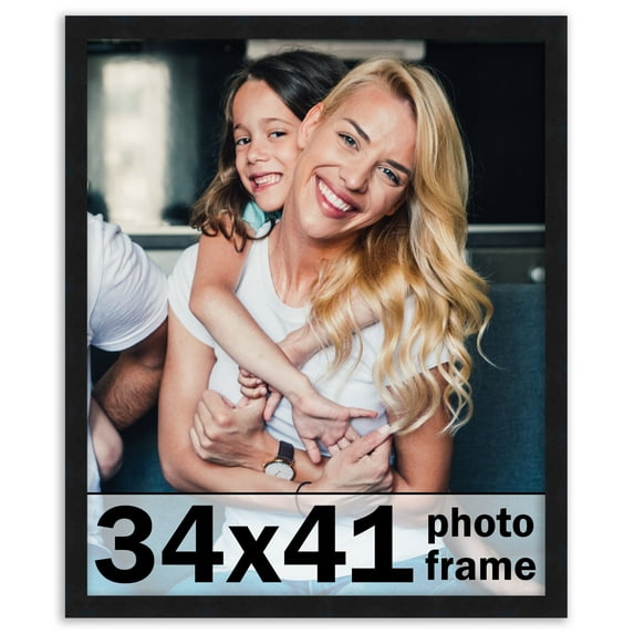 34x41 Frame Black Solid Wood Picture Frame | 0.75 Inch Moulding Width | Includes UV Acrylic