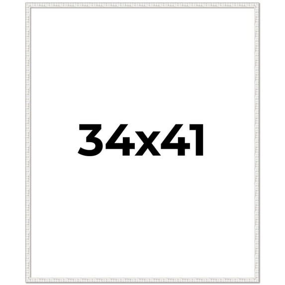 34x41 Frame White Scuffed Rustic Solid Wood Picture Frame | 0.75 Inch Moulding Width| Includes UV