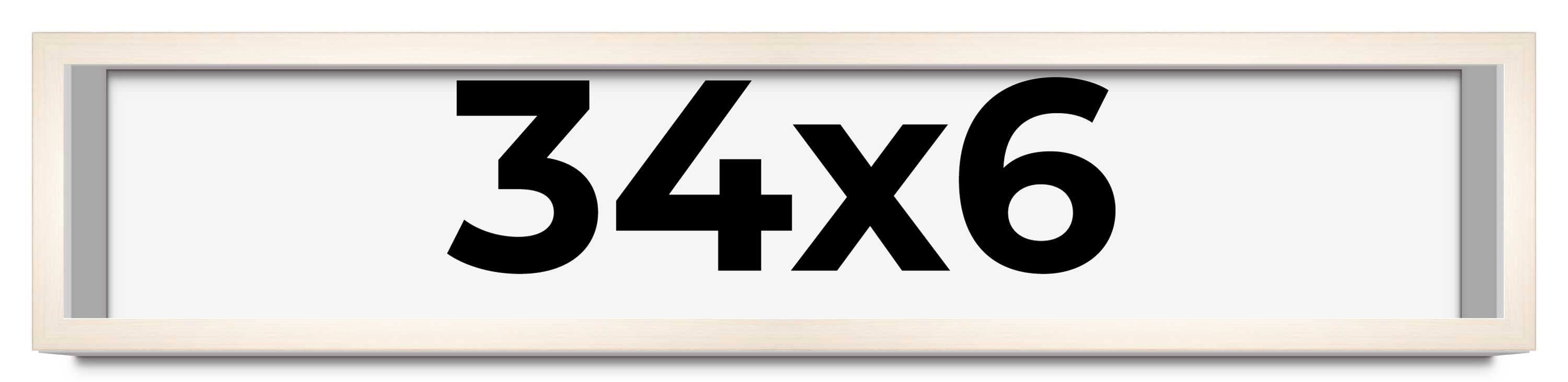 34x6 Frame White Wash Solid Wood Picture Frame | 0.75 Inch Moulding ...