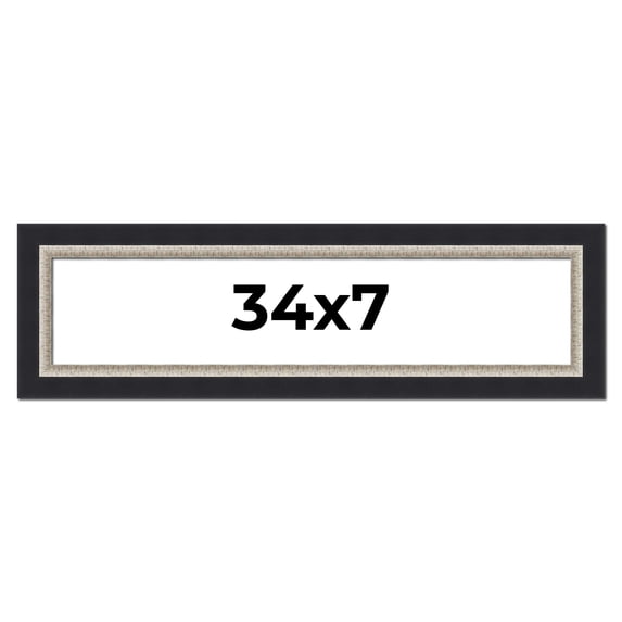 34x7 Frame Black Real Wood Picture Frame Width 2.25 Inches | Interior Frame Depth 0.5 Inches |