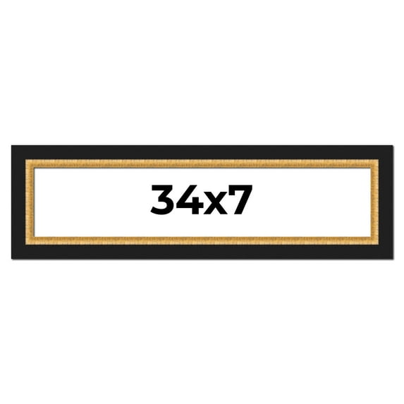 34x7 Frame Gold Real Wood Picture Frame Width 2.25 Inches | Interior Frame Depth 0.5 Inches |