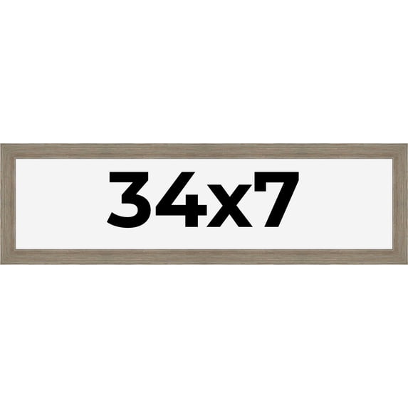 34x7 Frame Gray Barnwood Rustic Solid Wood Picture Frame | 1.5 Inch Moulding Width | Includes UV