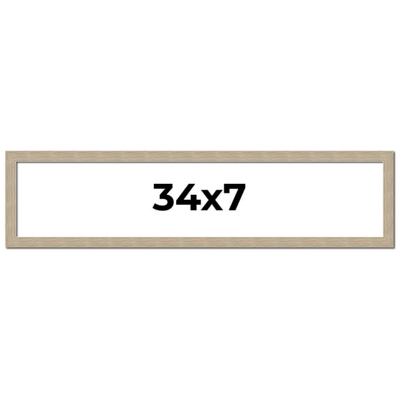 34x7 Frame Grey Solid Wood Picture Frame Width 1 Inches | Interior Frame Depth 0.5 Inches |