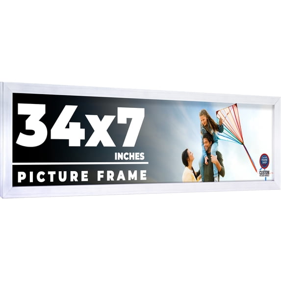 34x7 Frame Silver Real Wood Picture Frame Width 0.75 inches | Interior Frame Depth 0.5 inches |