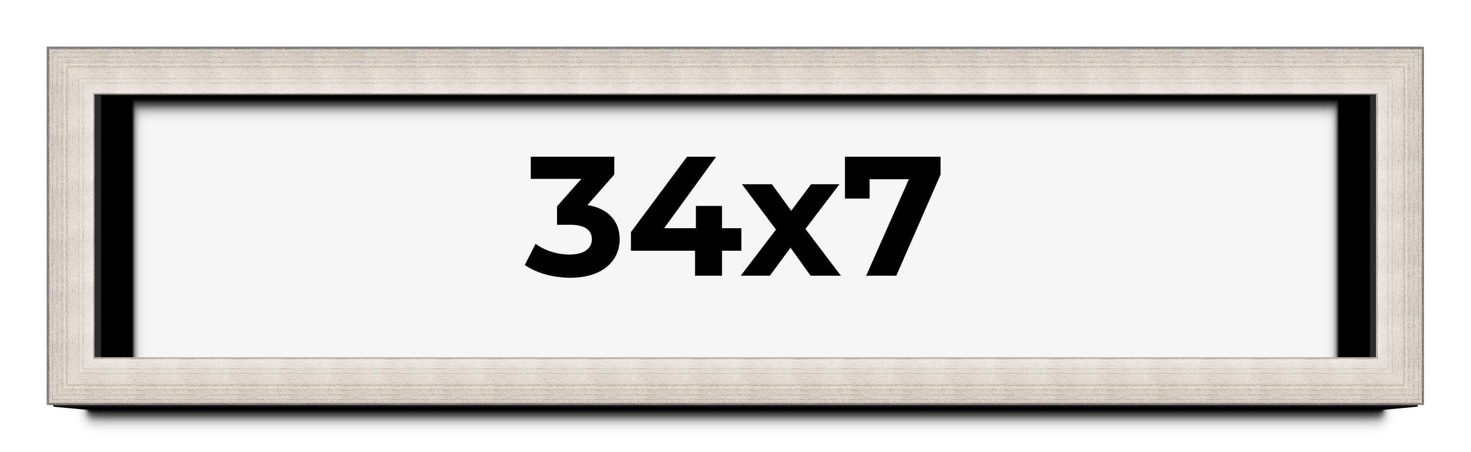 34x7 Shadow Box Brushed Silver | 1.5 Inch Deep | 1.25 Inch Moulding ...