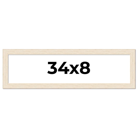 34x8 Frame White Barnwood Picture Frame Includes UV Acrylic Plexiglass, Acid Free Foam Backing