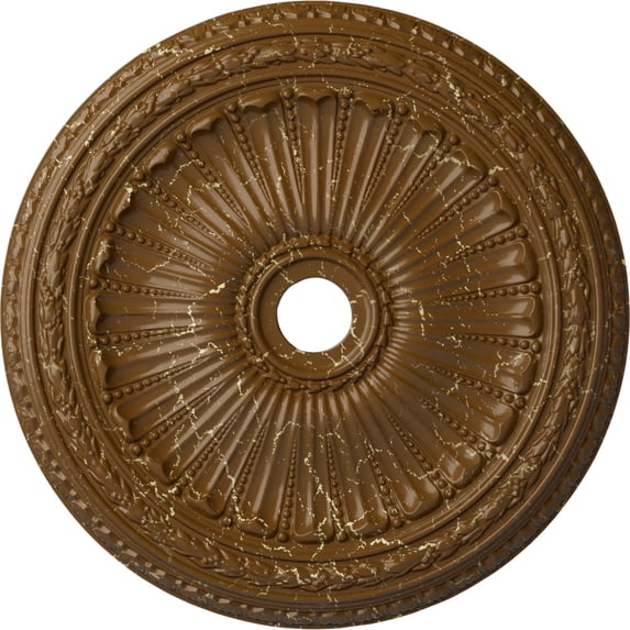 35 1/8"OD x 4 7/8"ID x 2 1/2"P Viceroy Ceiling Medallion (Fits Canopies up to 4 7/8"), Hand-Painted Smokey Topaz Crackle