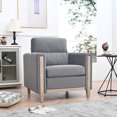 thumbnail image 1 of 35" 1 Seater Sofa, Modern Fabric Sofa Chair, Upholstered Single Couch with Solid Wood Legs and Wide Armrest for Bedroom, Apartment, Home, Office, Living Room, Gray, 1 of 9