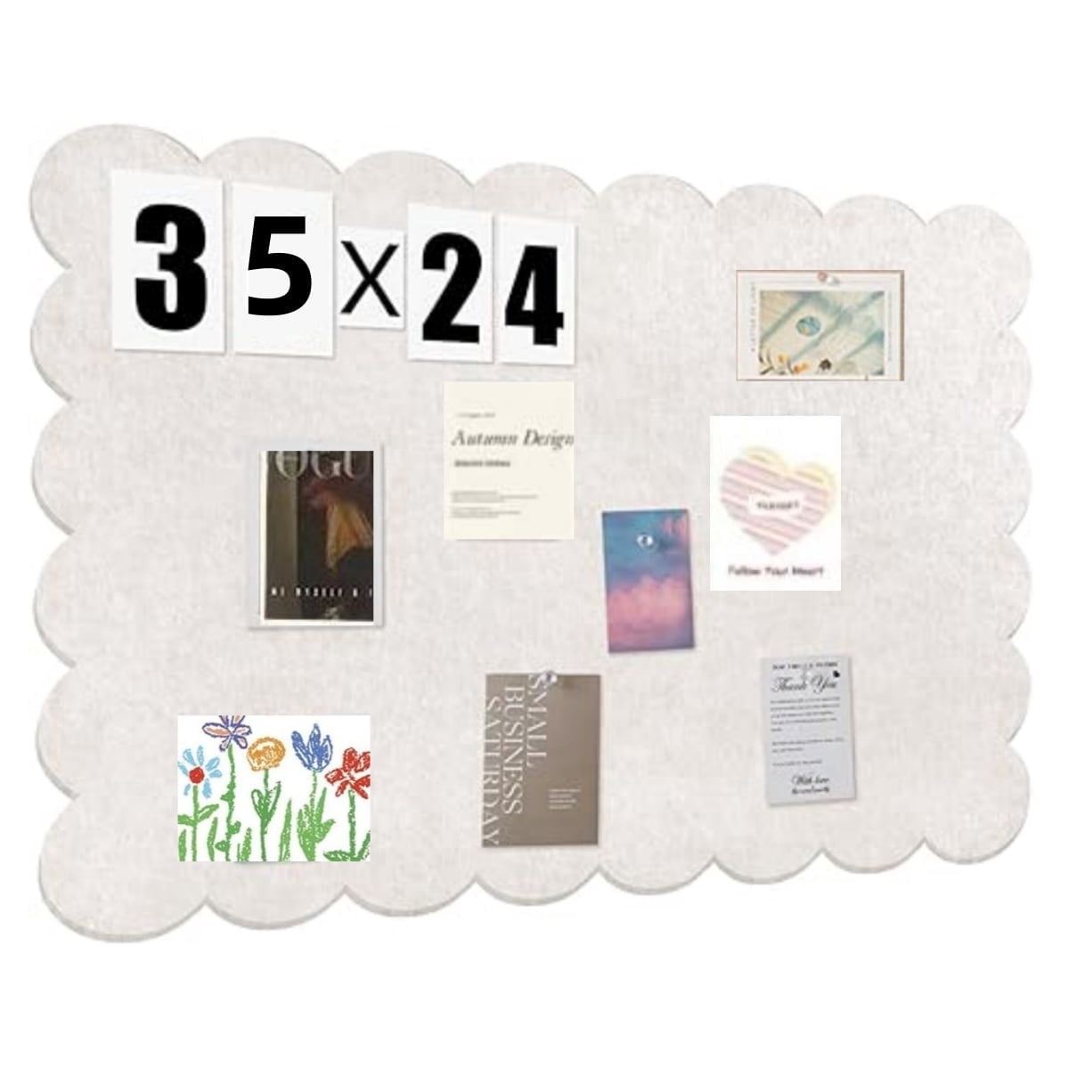 35*24 Felt Bulletin Board Foldable Pin Cork Board Alternative, Self Adhesive Bulletin Board for Wall Photo Decor,Beige