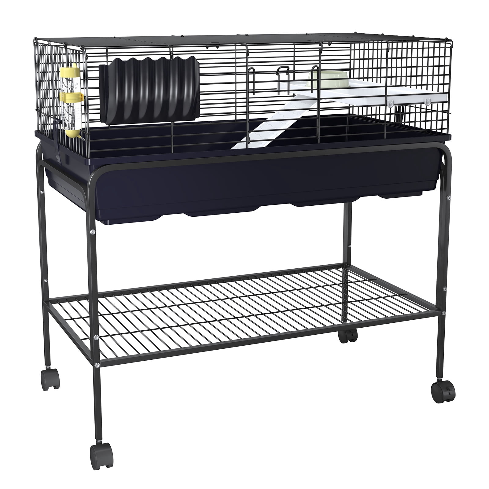 35.3" H Hamster Cage Kit with Removable Storage Shelf, Guinea Pig Cage, Rat Critter Cage for Chinchilla, Squirrel, Gerbil, Hedgehog, Hamster, Guinea Pig, Black