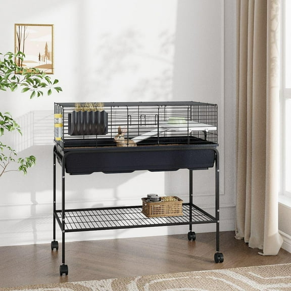 35.3" Large Hamster Cage Kit with Removable Storage Shelf & 3 Accessories - Multi-Species Small Animal Cage for Guinea Pigs, Chinchillas, Gerbils, Rats, Hedgehogs, Squirrels