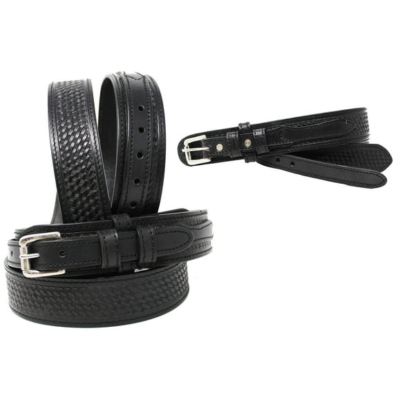 35-36 Men's 1 1/2" Wide Basket Weave Leather Tooled Casual Jean Ranger Belt 26RAA90BK