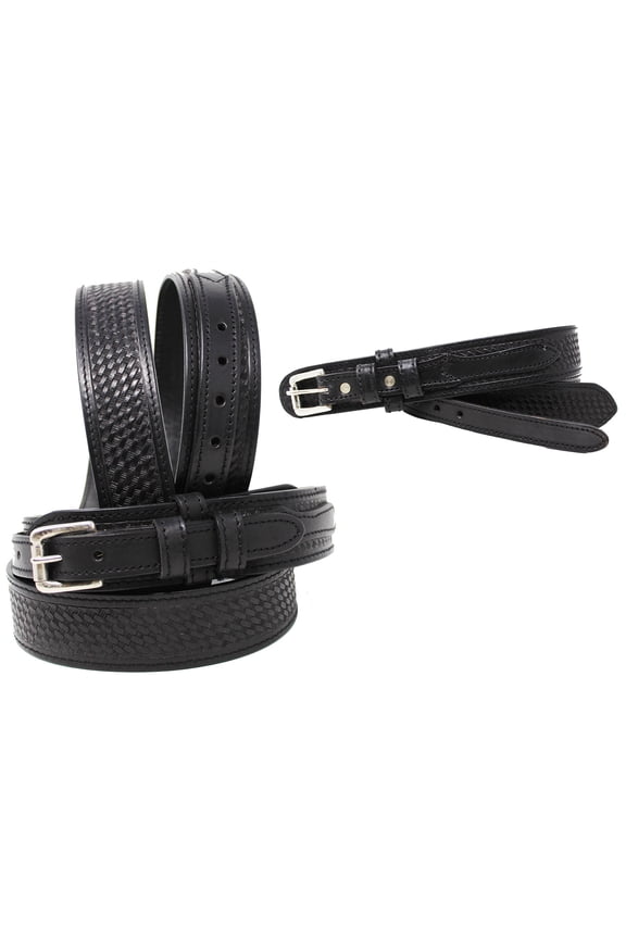 35-36 Men's 1 1/2" Wide Basket Weave Leather Tooled Casual Jean Ranger Belt 26RAA90BK