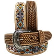 thumbnail image 1 of 35-36  Unisex 1.5" Western Floral Tooled Beaded Full-Grain Leather Belt 26RT35B, 1 of 2